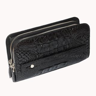 VÍ CẦM TAY DA CÁ SẤU GAI LƯNG MÀU ĐEN VSC981-D
