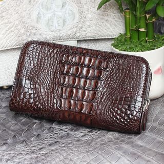 VÍ CẦM TAY DA CÁ SẤU GAI LƯNG MÀU NÂU VSC981-N
