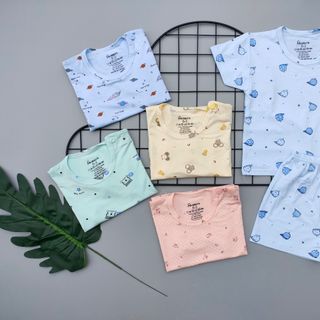 Bộ cộc cúc vai nền màu cotton
