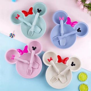 Bát kèm thìa lúa mạch Mickey nơ giá sỉ