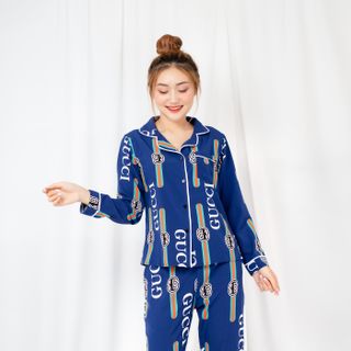 Đồ bộ pijama quần áo dài tay in chữ freesize 45- 60kg nhiều màu B351 giá sỉ