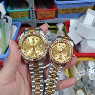 Đồng hồ nam nữ cặp đá màu R,o,le