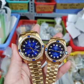 Đồng hồ nam nữ cặp đá màu R,o,le