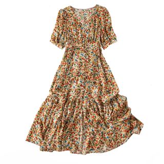 Váy hoa nhí dáng xòe chiết eo tay bông V2620 - Váy đầm đẹp dự tiệc Vergine Fashion (Kèm ảnh thật)