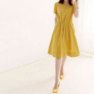 Đầm dự tiệc dáng xòe chiết eo tay ngắn V2541 - Váy đầm đẹp dự tiệc Vergine Fashion kèm ảnh thật