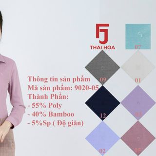 Áo sơ mi Thái Hòa vải sợi tre có gân màu hồng 9020-05