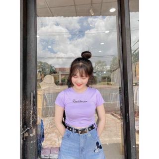 Áo Croptop Dây Rút 2 Bên Cổ Tròn Phong Cách Trẻ Trung Dễ Phối Đồ Thoáng Mát | Áo Croptop Thêu Resonita CT25