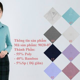 Áo sơ mi Thái Hòa vải sợi tre có gân màu xanh ngọc 9020-07 giá sỉ