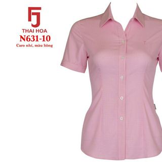 Áo sơ mi Thái Hòa màu hồng caro nhuyễn 631-10