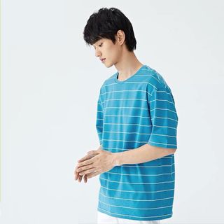 Áo Thun Nam Nữ, Áo Tay Lỡ Form Rộng Cổ Tròn Kẻ Ngang, Vải Cotton mặc mát, thoáng khí Đủ Màu