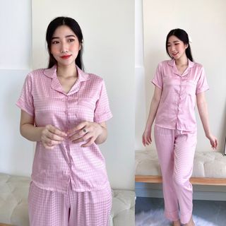 Đồ bộ pijama gấm áo ngắn quần dài 45- 70kg nhiều màu B459 giá sỉ