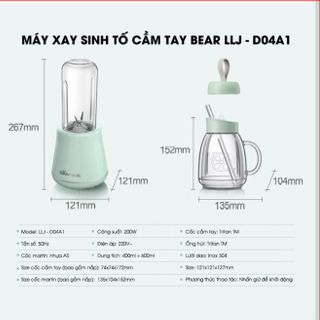 Máy xay sinh tố 2 cốc cầm tay 400ml+600ml giá sỉ