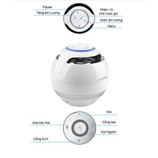 Loa Mini Trứng Bluetooth 360 Quả Cầu Tròn Hỗ Trợ Cắm Thẻ Nhớ Độc Đáo - BINTECH