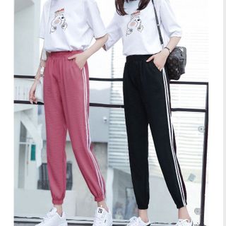Set Jogger Bộ Thể Thao Nữ Line Phối Thun Unisex We Bare Bears Gấu Trắng S40