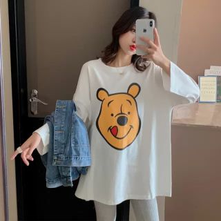 Áo Thun Tay Dài Form Rộng Freesize 45-65kg Gấu Pooh ATD18