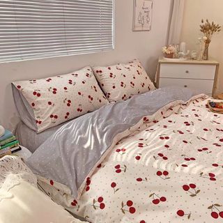 Set chăn ga gối Cotton Living cherry LV850