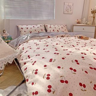 Set chăn ga gối Cotton Living cherry LV850