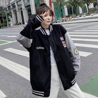 Áo Khoác Nhung Bomber 33 AKN12 kiểu dáng Bóng Chày Nam Nữ Kaki Nhung, Form Rộng Freesize 40-68kg Phong Cách Ulzzang