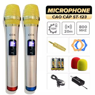 Micro Không Dây COK ST-123 (2 mic) - - BH 12 tháng - Micro Chuyên Dành Cho Mọi Loa Kéo Và Âm Ly - Lỗi Đổi Mới