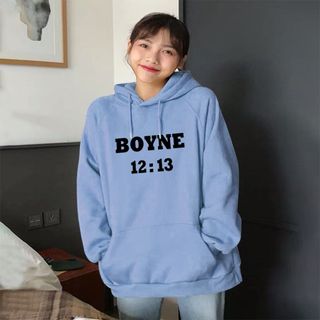 Áo Khoác Nỉ Hoodie In Boyne HDI12 Unisex Freesize Phong Cách Hàn Quốc dưới 75kg