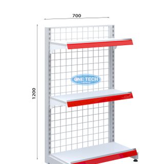 Kệ siêu thị lưng lưới đơn 3 tầng cao 120cm