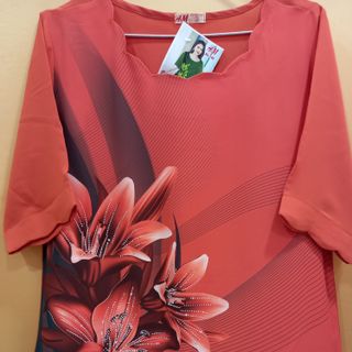 Áo voan in 3D đính đá cao cấp nữ trung niên (Mã 140)