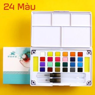 Bộ Màu Nước Solid Water Color Cao Cấp 12/18/24/36 Màu Tặng 2 Bút Nước, 2 Mút, 1 Palette