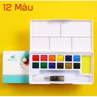 Bộ Màu Nước Solid Water Color Cao Cấp 12/18/24/36 Màu Tặng 2 Bút Nước, 2 Mút, 1 Palette