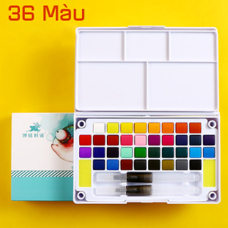 Bộ Màu Nước Solid Water Color Cao Cấp 12/18/24/36 Màu Tặng 2 Bút Nước, 2 Mút, 1 Palette