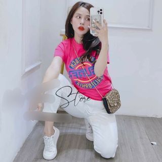 Áo thun nữ thun cotton in logo cách điệu siêu hot freesize