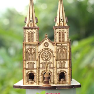 MÔ HÌNH NHÀ THỜ ĐỨC BÀ SÀI GÒN (3D) GỖ