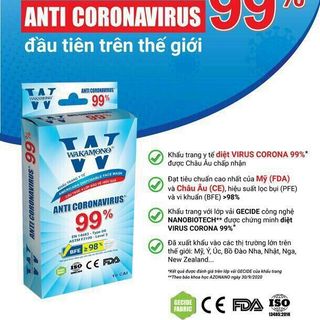 Khẩu trang y tế 4 lớp Wakamono (hộp 10 cái) - diệt 99% Virus Corona giá sỉ