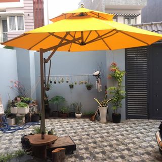 Dù ngoài trời, dù lệch tâm tròn đk 3m5, hàng gia công, sắt dày, giá xưởng (đã bao gồm đế)