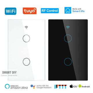 Công tắc cảm ứng thông minh Tuya wifi RF433 1 2 3 4 nút ấn màu đen và trắng