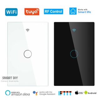 Công tắc cảm ứng thông minh Tuya wifi RF433 1 2 3 4 nút ấn màu đen và trắng