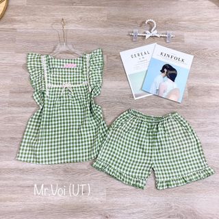 Set bộ đồ nữ quần sóc đẹp thiết kế sọc caro