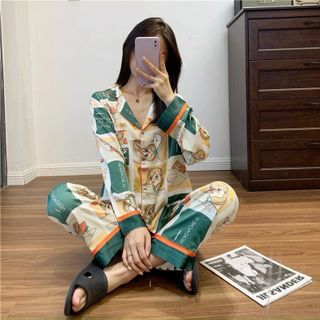 Bộ mặc nhà pijama tdqd hoạ tiết lụa QC cao cấp giá sỉ