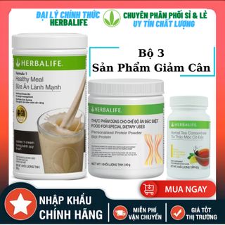 Bộ 3 Sản Phẩm Dinh Dưỡng Hỗ Trợ Giảm Cân Giảm Mỡ Cơ Bản [ 1 BỘ COMBO Gồm Có 1 Hộp Bữa Ăn Lành Mạnh + 1 Protein PPP + 1 Trà Thảo Mộc Cô Đặc giá sỉ