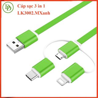 Dây sạc 3 in 1 hàng cao cấp, -dây dù chống hư dây LK3002