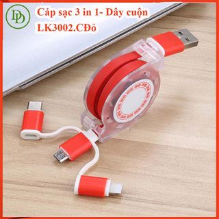 Dây sạc 3 in 1 hàng cao cấp, -dây dù chống hư dây LK3002