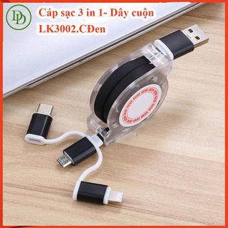 Dây sạc 3 đầu hàng cao cấp, -dây dù chống hư dây, sạc nhanh LK3002