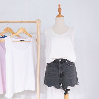 Áo thun 3 lỗ nữ trơn thun cotton, áo tanktop nữ