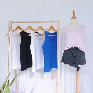 Áo thun 3 lỗ nữ trơn thun cotton, áo tanktop nữ