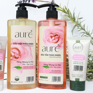 AURÉ, Dầu gội thảo dược, HỒNG NHUNG LÔ HỘI AURÉ, Herbal Shampoo - Rose & Aloe Vera, Chai 300ml