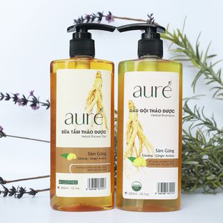 AURÉ, Sữa tắm thảo dược Nhiệt, NHÂN SÂM GỪNG AURÉ, Herbal Thermal Shower Gel - Ginseng & Ginger Extra, Chai 300ml
