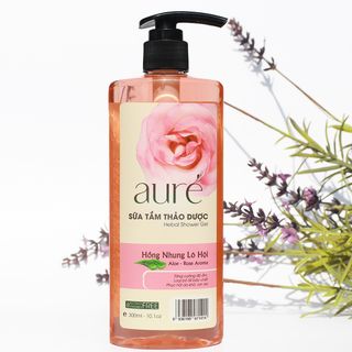 AURÉ, Sữa tắm thảo dược, HỒNG NHUNG LÔ HỘI AURÉ, Herbal Shower Gel - Rose & Aloe Vera, Chai 300ml
