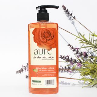 AURÉ, Sữa tắm thảo dược Nhiệt, HỒNG NHUNG GỪNG AURÉ, Herbal Thermal Shower Gel - Rose & Ginger Extra, Chai 300ml