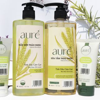AURÉ, Dầu gội thảo dược, Tinh dầu CÁM GẠO AURÉ, Herbal Shampoo - Rice Bran Oil, Chai 300ml
