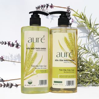 AURÉ, Dầu gội thảo dược, Tinh dầu CÁM GẠO AURÉ, Herbal Shampoo - Rice Bran Oil, Chai 300ml