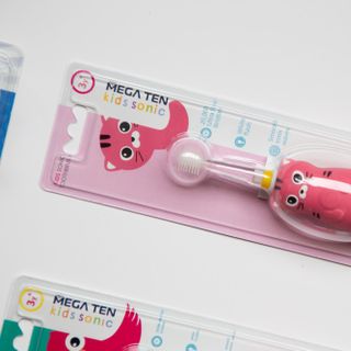 BÀN CHẢI ĐIỆN MEGATEN KIDS SONIC HÌNH MÈO HỒNG CHO TRE EM NK HÀN QUỐC